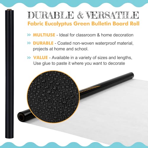 Image of 2 Roll Black Bulletin Board Paper 12 x 4 ft Large Fabric Classroom Decor | 4x12 ft Fadeless Display Background, Durable for DIY Crafts Classroom Bulletin Boards, Back to School Decorating Projects