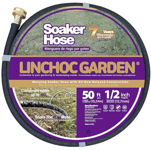 LICNCHOC GARDEN Soaker Hose 50ft,1/2 INCH Flexible Durable Garden Hose for Efficient Watering...