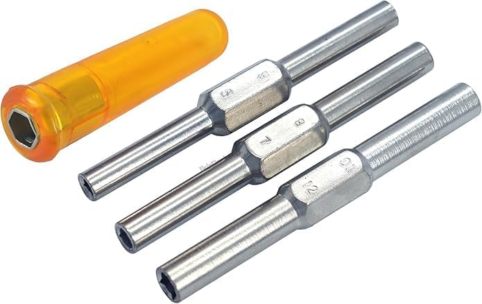 PRESIZE Clock Winding & Let Down Release Tool (Sizes- 3.5 to 5.25mm) - Mainspring Let Down Tool with 6 Key Shafts - Steel (Nickel Plated) with Plastic Handle