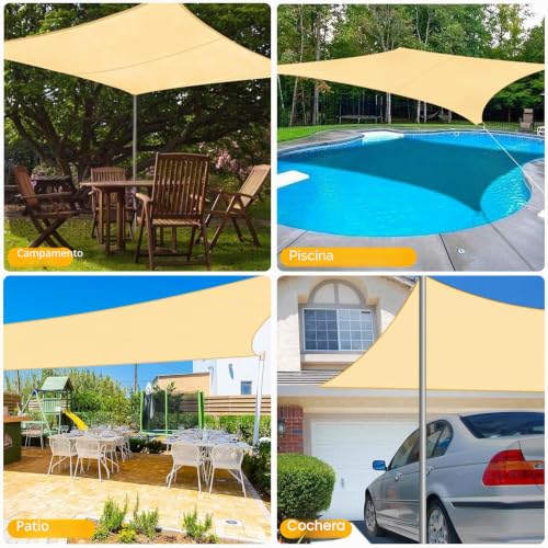 Toldo vela de sombra rectangular de 3x4m para solucionar el exceso de calor y sol en el patio 8