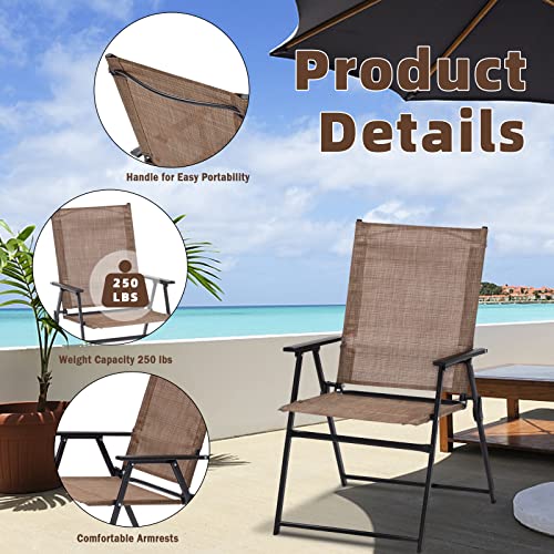 Vicllax 5-Piece Patio Furniture Set For Lawn Garden, Patio Table And Chairs, Include Walnut Outdoor Dining Table And Folding Patio Chairs #TOP1