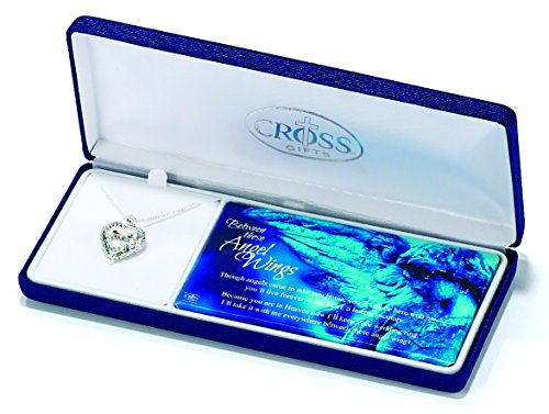 Dicksons Angel Wings Bereavement Heart Ring Holder Silver Plated Pendant Necklace - 18 inch Chain2