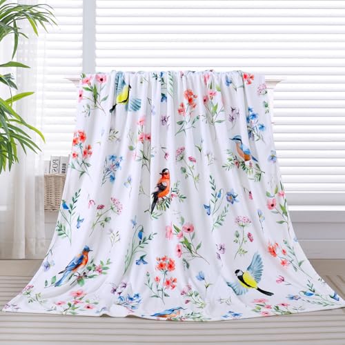 Floral Bird Blanket 50 x 60