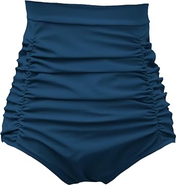 COCOPEAR Womens Ruched High Waisted Bikini Bottom Retro Vintage Swim Short Tankinis