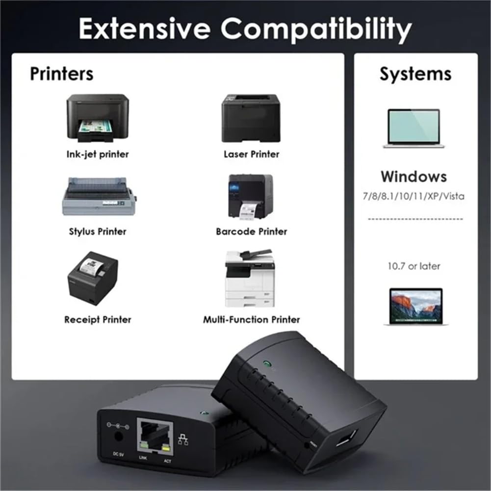 Serveur d'impression USB 2.0 LRP 100 Mbps LAN Ethernet HUB Adaptateur Secteur Prise UE