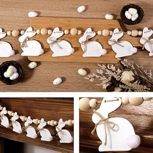 Easter Decorations Garlands, Cute Easter Bunny with Wooden Beads Garland, Rustic Easter Banner for Wall Home Indoor Outdoor Spring Decor Supplies Easter Decorations Garlands Cute Easter Bunny with Wooden Beads Garland Rustic Easter Banner for Wall Home Indoor Outdoor Spring Decor Supplies