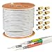 Produktbild 50m HB DIGITAL Quattro-Kabel Koaxial SAT 4-Fach Kabel Weiß 4-in-1 für Ultra HD 4K DVB-S / S2 DVB-C und DVB-T / T2 BK Anlagen + 30 vergoldete F-Stecker Set Gratis dazu (Quattro, Quad Kabel)