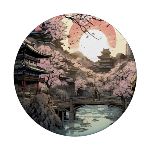 Tranquil Arboreal Reverie A Blossom-Adorned Comic Tale PopSockets Swappable PopGrip, Black - Image 3
