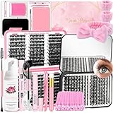 QUKLOGEN DIY Lash Extension Kit 900Pcs D Curl 9-18mm Lash with Lash Bond and Seal,Quick Glue Remover Lash Shampoo Cleansing Brush Wristband Tweezers Eyelash Brush Mini Applicator