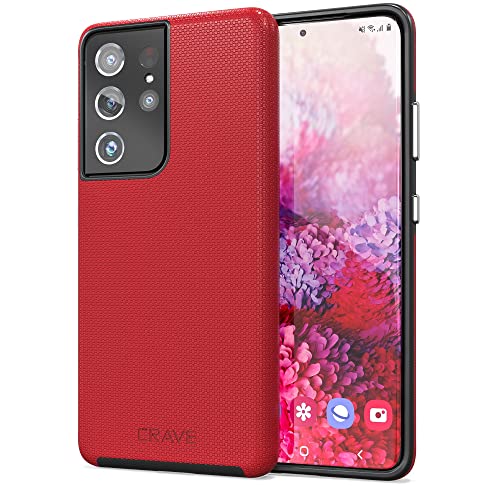 Image of Crave for Galaxy S21 Ultra Case, Shockproof Protection Dual Layer Case for Samsung Galaxy S21 Ultra 5G (6.8 inch) - Red
