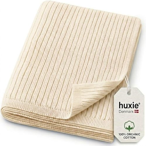 Image of Knitted Organic Cotton Baby Blanket- Swaddle Blanket, 30" x 40" Soft Receiving Blanket for Newborn (Ivory)