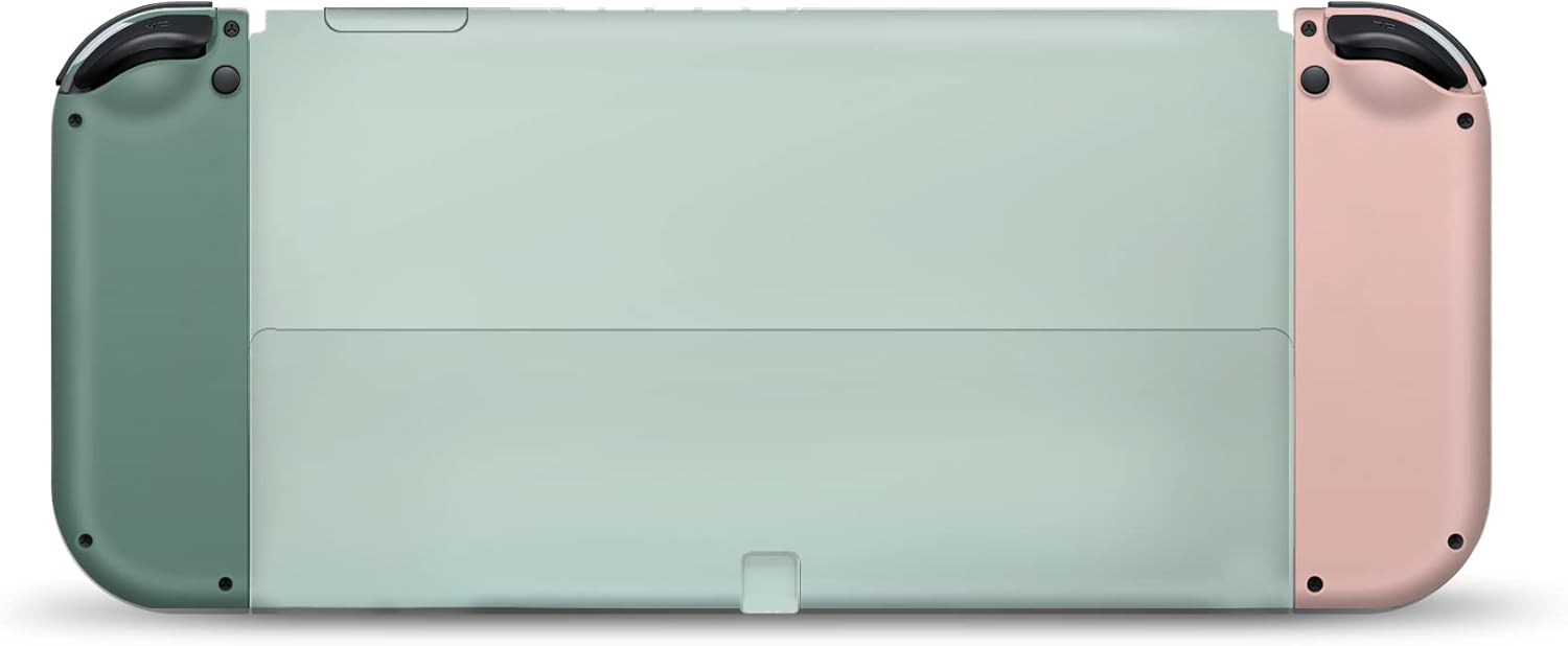 Tacky Design Green Color Compatible Nintendo Switch OLED Skin Wrap Cover, Color Blocking Skin for Nintendo Switch OLED, Premium Vinyl 3M Full Wrap Decal