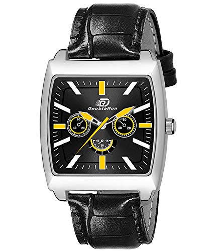 DOUBLERUN Black Square Dail Leather Strap Analogue Mens Watch NX-502 (Black) (B08SQ7JP81) Amazon Price History, Amazon Price Tracker