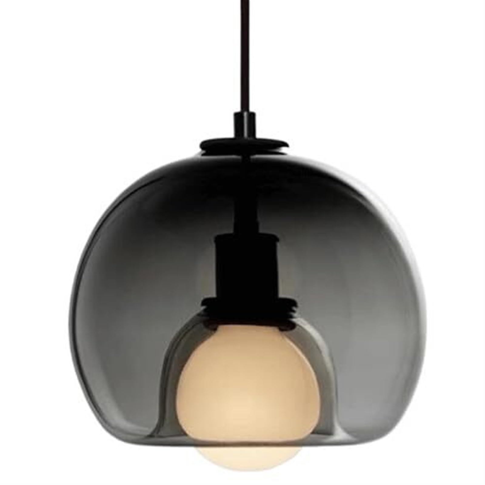 MESOVFCA Nordic Style E27 Glass Pendant Light - Minimalist Chandelier for Bar & Balcony Décor, Flush Mount Ceiling Fixture(Ash Grey)