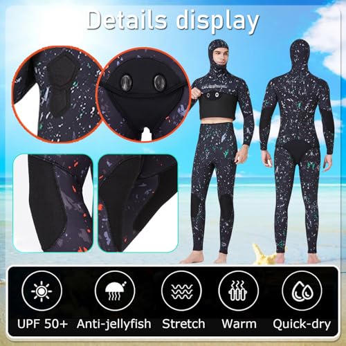 3MM Wetsuit Split Hooded Long-Sleeved Top Pants Warm Cold-Proof Anti Jellyfish Diving Suit Anti-UV for Water Sports miniatura 3