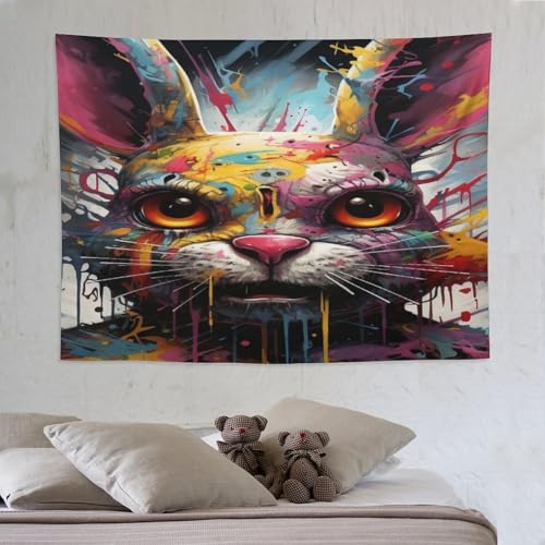 Tapisserie murale lapin 150x200cm en tissu de décoration pour grand salon