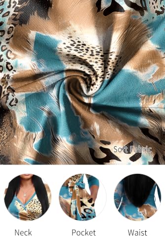 Image of FANDEE Plus Size Maxi Dress for Women Casual Summer Sundress V-Neck 3 /4 Sleeve