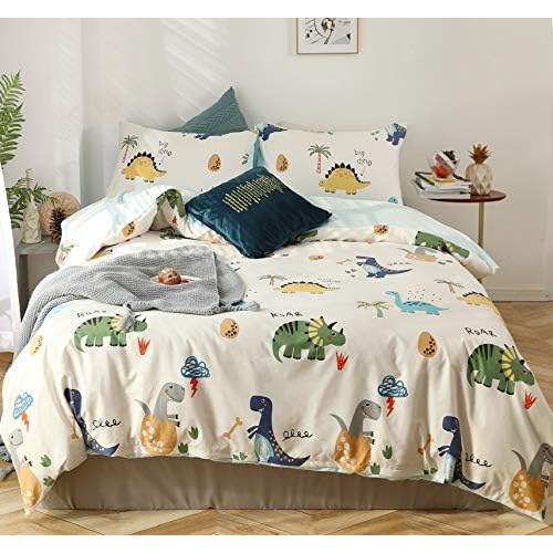 【Neueste】GETIYA 2 Teilige Kinder Bettwäsche 135x200 Cartoon Dinosaurier Bettwäsche für Jungen Mädchen Weiß Bettwäsche Set mit Bunter Dino Muster Bettbezug Set mit Reißverschluss und Kissenbezug 80x80 2 GETIYA 【Neueste】 Dino Bettwäsche 135x200 Kinder Bettwäsche Cartoon Dinosaurier Bettbezug Bunt 100% Baumwolle Wendebettwäsche Mädchen Jungen Bettwäsche mit kopfkissenbezug 80x80 und Reißverschluss