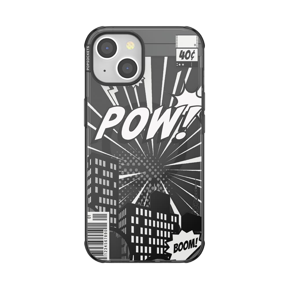 PopSockets iPhone 14 Case with Phone Grip and Slide Compatible with MagSafe, Phone Case for iPhone 14, Wireless Charging Compatible, Spiderman - Comic Book