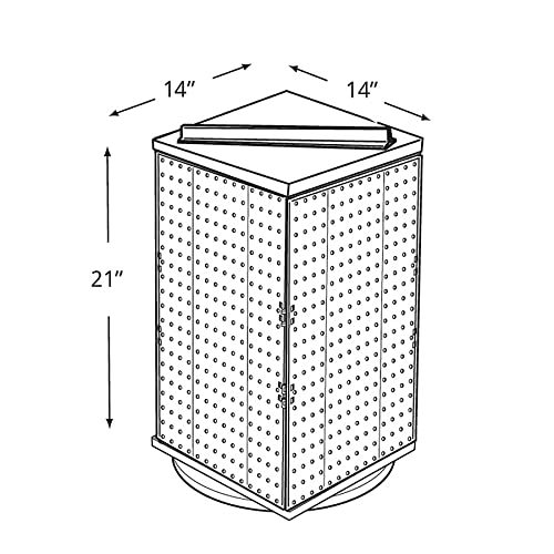 Azar Displays 701414-Blk Rotating Display Stand - 4-Sided Display Racks For Craft Shows - Peg Display Carousel (14” W X 14” D X 20” H) - Easy Assemble Revolving Display For Retail - Pegboard Organizer , Black #TOP1