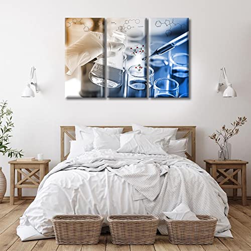 Image of TUMOVO Home Decor Clinical Laboratory Poster Canvas Paintings Wall Art 3 Pieces Medical Bedroom Decor Wall Art Young Scientist Canvas Wall Art Framed Ready to Hang, 60 inch Wx40 H