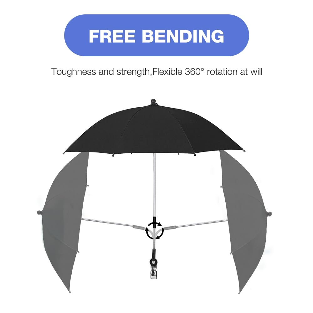 Mineup Ombrelle Poussette, 75cm Parasol Poussette Bébé Universelle, Protection UV 50+, Parasol Anti Uv Pour Landau, Ombrelle Universelle Pour Poussette