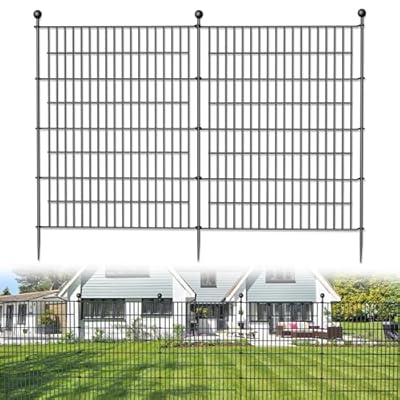 5 Panels No Dig Decorative Outdoor Garden Fence for Yard, 40 in(H) X 11.8 ft(L) Animal Barrier Fencing Rustproof Metal Wire Panel Border for Dog, Rabbits, and Patio Temporary Ground Stakes