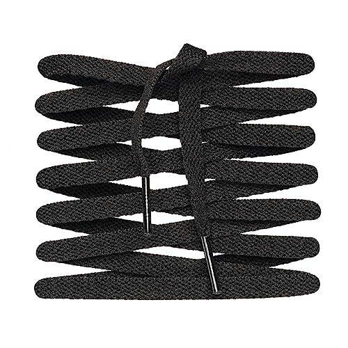 LitLaces - Premium Flat Cotton Shoe Laces Replacement for Air Jordan, Nike Dunk, Air Force 1, Converse, & Casual Shoes (Black, 72")