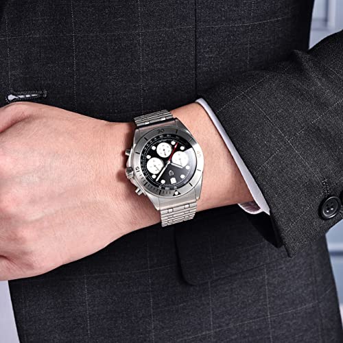 HaiQin Pagani Design Men's Professional Chronograph Japan Quartz Movement Synthetic Sapphire Roller Ball Stainless Steel Bracelet 100M Waterproof Casual Fashion Sports Watch - Image 4