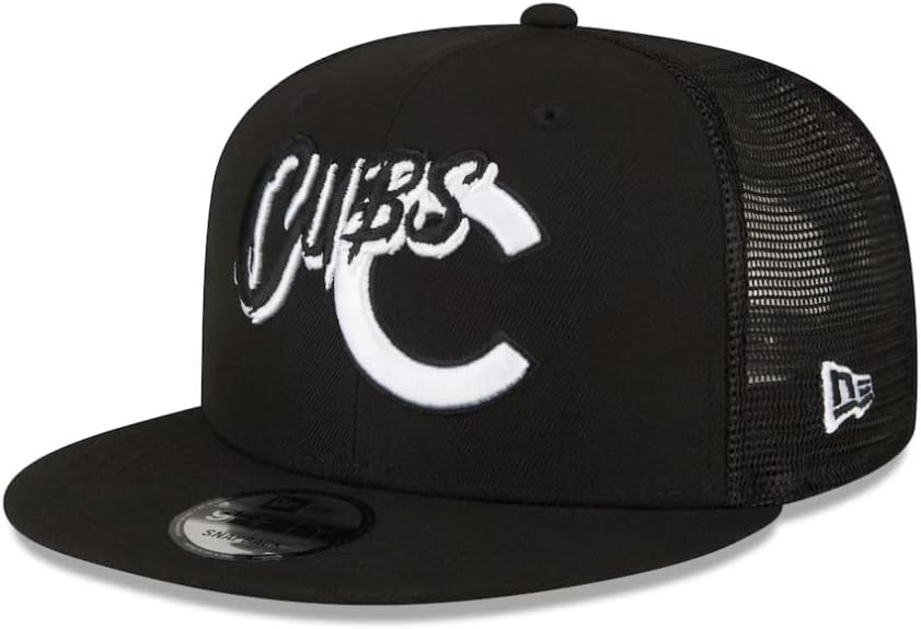 New Era Men's Trucker Mesh Street Dub 9fifty Snapback Hat Cap Baseball Adjustable - Black/White
