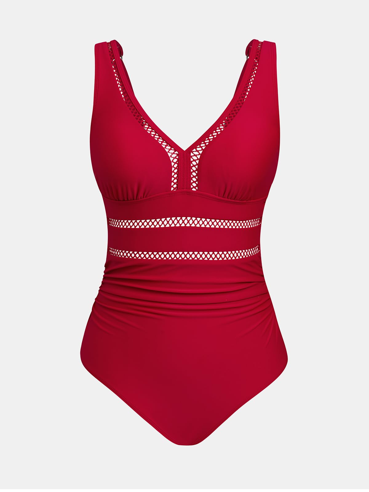 CUPSHE Maillot de bain une pièce pour femme, col en V, bretelles réglables, crochet arrière en maille froncée