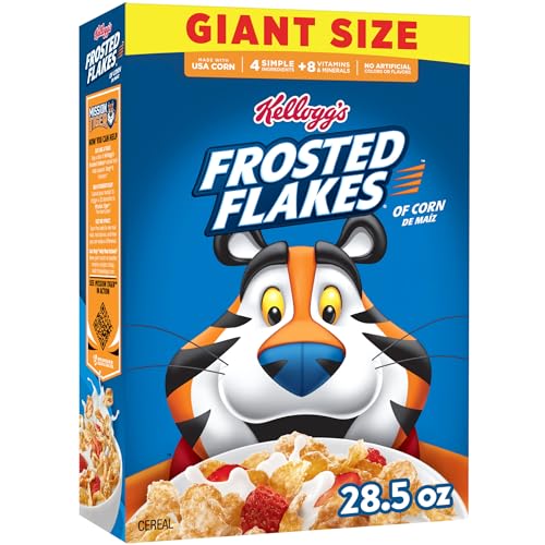 Kellogg’s Edible Cereal Straws Kellogg's Frosted Flakes Breakfast Cereal, Fat Free, Giant Size, 28.5 oz