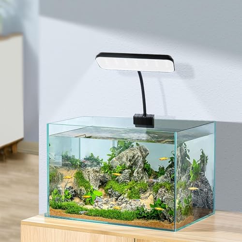 boxtech Aquarium Beleuchtung,Vollspektrum-Pflanzenlicht -LED-Licht, kleines Aquarium-Clip-On-Klemmleuchte, 13W weiße für 5 bis 10 Gallonen-Tanks