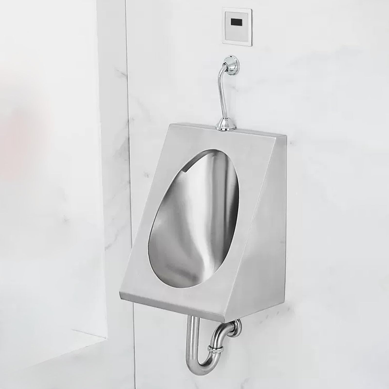 OTQEFTN Wall Mounted Sensor Urinal, 304 Stainless Steel Urinal with Wall Row/Floor Row, Men's Toilet Washout High-Efficiency Urinal, Urine Diverter for Schools, Hospitals