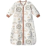 Yoofoss Baby Sleep Sack 0-6 Months 1.0 Tog Long Sleeve Sleep Sack Organic Cotton Wearable Blanket for Newborns 2-Way Zipper Quilted Sleeping Sacks(Small)