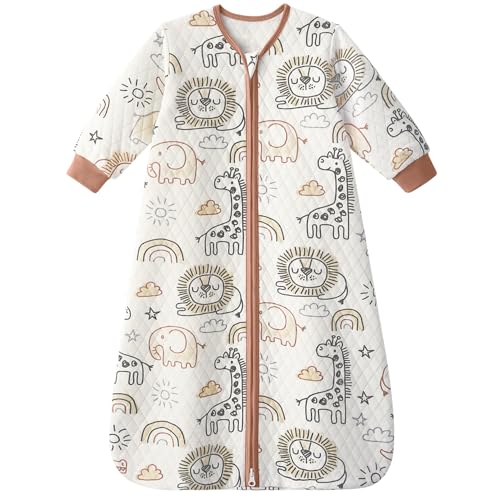 Yoofoss Baby Sleep Sack 6-12 Months 1.0 Tog Long Sleeve Sleep Sack Organic Cotton Wearable Blanket...