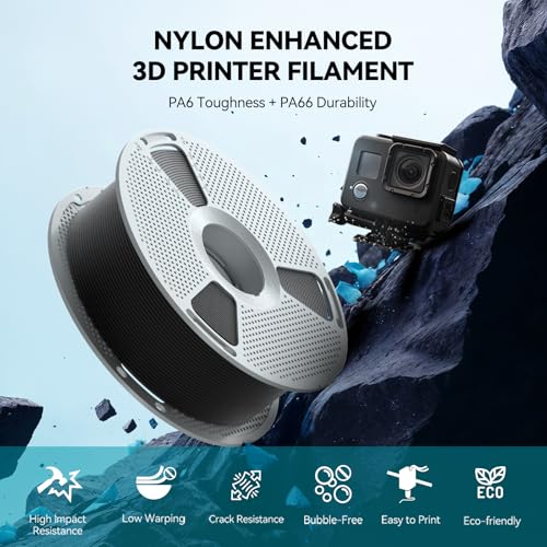 Image of SUNLU Easy PA Nylon Filament 1.75mm - Warp-Free & Easy Printing with Nylon 6+66, Strong, Durable Engineering Filament on a PC Spool,Fit Most FDM Printer,1KG(Black)