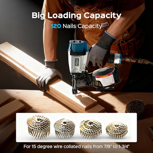 Image of YARDCARE 15‑Degree Pneumatic Coil Roofing Nailer for 7 /8″ to 1-3 /4″ Nails