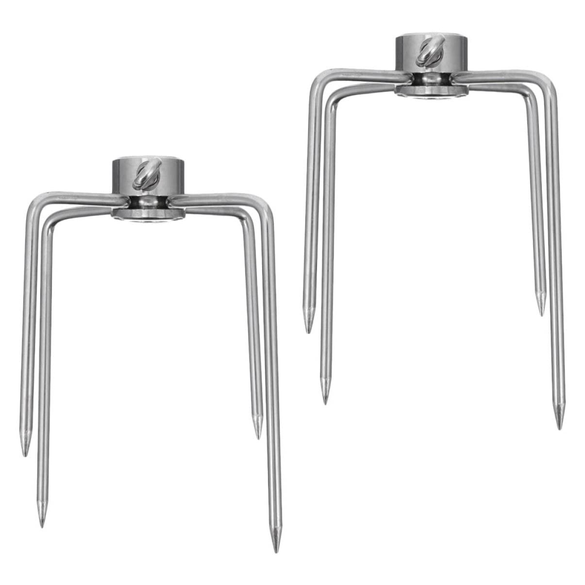 KONTONTY BBQ Accessory Set Metal Rotisserie Forks Spit Rods Forks Perfect for Rotisserie Chicken Grill Skewers Outdoor Parties