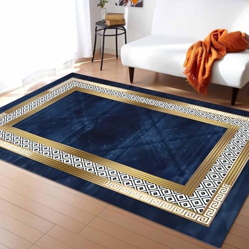 Tapete decorativo interior 3x4ft diseño geométrico azul miniatura 1