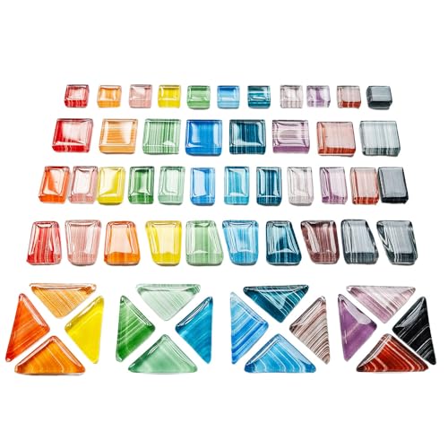 Carreaux de mosaïque pour travaux manuels, 500 g, pièces en verre de cristal faites à la main pour projets artistiques, décoration de la maison, fournitures de mosaïque – Formes mélangées