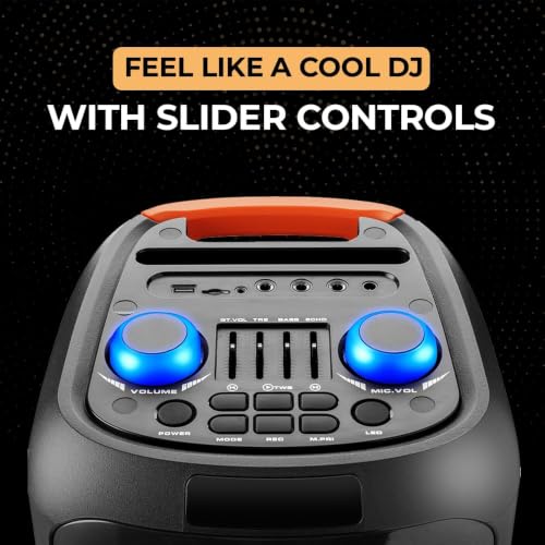 Image of OBAGE 100W Party Speaker with Wireless Karaoke Mic | Dual 8 inch Drivers & 2.5 inch Tweeter | 8000mAh Battery with Up to 8 Hours Playtime | Bluetooth v5.3, Digital EQ