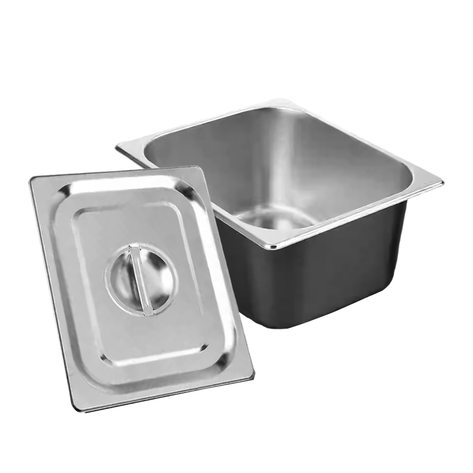 Robuster Lebensmittelbehälter für halbe Portionen aus Edelstahl, spülmaschinenfest, rostfrei, Aufbewahrungspfanne für gewerbliche Küchen mit Deckel, Aufbewahrungsbehälter für gewerbliche Lebensmittel