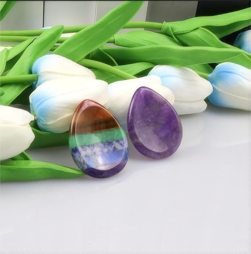 Miniatura 4 de QINJIEJIE Piedras de preocupación para la ansiedad, amatista, chakras, cristales curativos, piedras preciosas de bolsillo para el pulgar de la