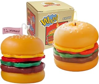 2 Pack Burger Scented Candle, Cute Decorative Food Candle,Handmade Creative Novelty Candle for Party Home Decor and Gift, Yummy Coffee Milk Scent