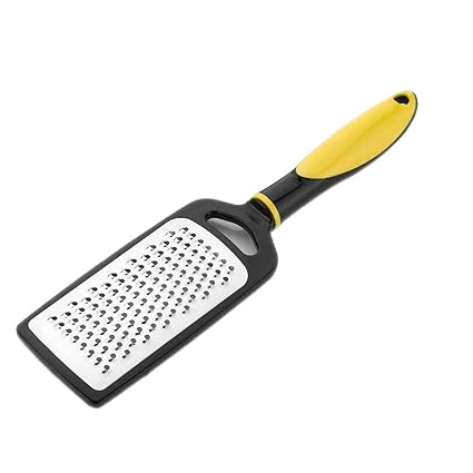 Lexreta Stainless steel Cheese Grater & Lemon Zester - Cheese, Ginger, Garlic, Lemon, Fruits, Vegetables - Dishwasher Safe, Steel Protective Cover 11 Inch Flat (Yellow)