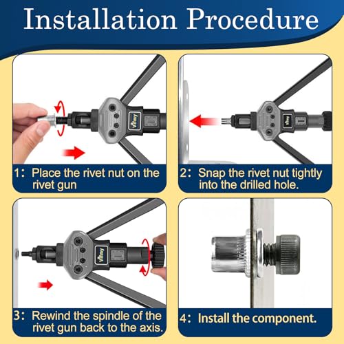 Image of 1 /2''-13 UNC Rivet Nut, 10Pcs 304 Stainless Steel Flat Head Rivnut Threaded Insert Nutsert