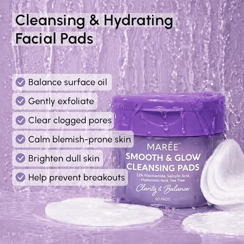 Image of MAREE Niacinamide Toner Pads for Face - Exfoliating Pads with 12% Niacinamide, Salicylic Acid, Hyaluronic Acid & Tea Tree - Zero Pore, Uneven Skin Tone, Acne Clearing Facial Pads - Glow Up Device