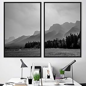 signwin 2 Piece Framed Canvas Wall Art Black...