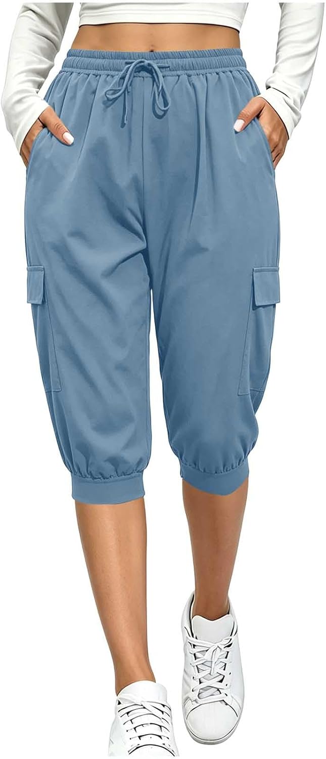 Women's Cargo Jogger Pants Drawstring Waist with Pockets